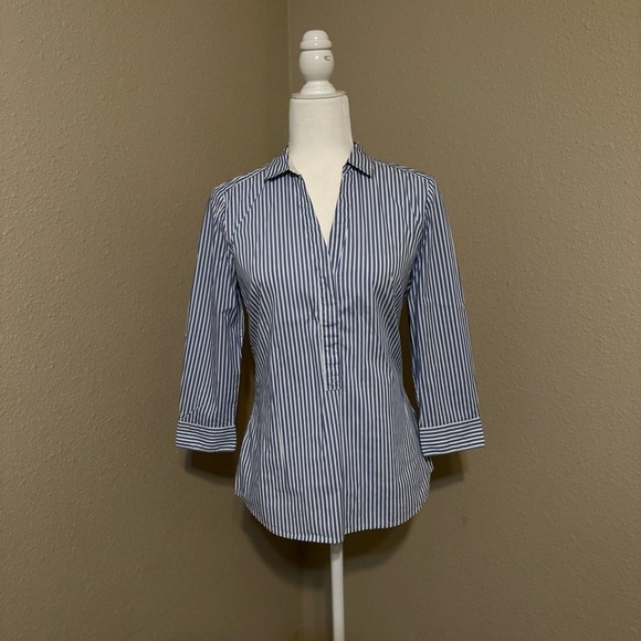 H&M Stripped Long Sleeve Button Down Blouse Size: 8 - Picture 2 of 6